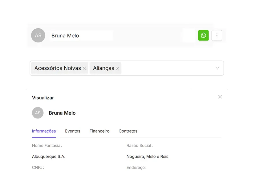Tela do módulo Contratos no Eventool